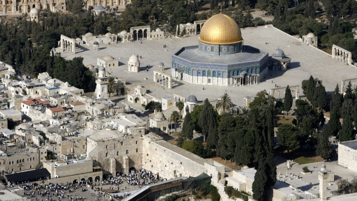 La Explanada de las Mezquitas, de aproximadamente 15 hectáreas, se encuentra en la Ciudad Vieja en Jerusalén Este, parte palestina ocupada por Israel.