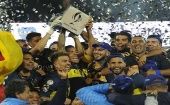 Jugadores Xeneizes festejan el nuevo título de Boca Juniors.