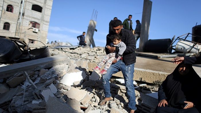 Una casa en el sur de la Franja de Gaza quedó totalmente destruida tras el ataque aéreo de Israel.