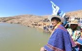 El presidente de Bolivia inaguró este miércoles una represa y sistema de riego tecnificado en la comunidad de Chiu Kharacha, del municipio de Uncía, departamento de Potosí