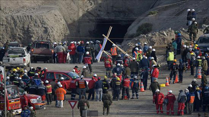 Los mineros estaban atrapados a setenta metros de profundidad tras el colapso de la mina el jueves pasado.