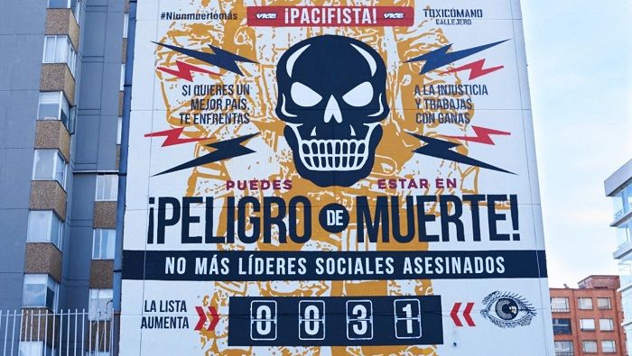 Informes detallan que en los dos últimos años y medio han sido asesinados entre 600 y 700 líderes sociales en Colombia.