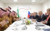 Encuentro entre las delegaciones de Rusia y Arabia Saudita en el marco de la Cumbre del G20. 