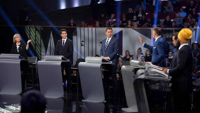 Los líderes políticos canadienses participaron la noche del lunes en un debate con miras a los comicios del 21 de octubre.