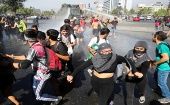 La fuerza pública usó bombas lacrimógenas y carros lanza agua para dispersar a quienes participaron en la nueva jornada de protesta.
