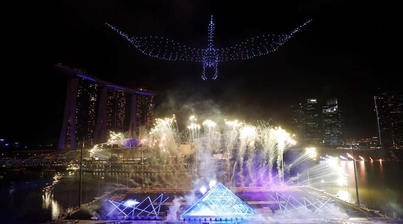 Celebración de Año Nuevo en Marina Bay, Singapur