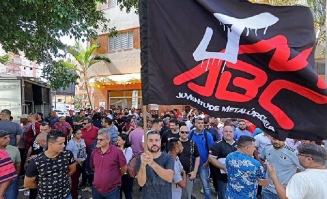 Metallurgical workers in defense of public social security, Brazil, Feb. 14, 2020.
