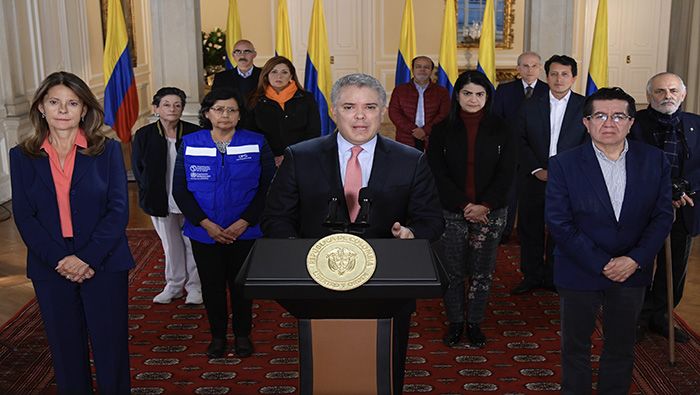 El presidente Duque informó que la cuarentena será del  24 de marzo hasta el 13 de abril y será obligatoria para todos los colombianos.