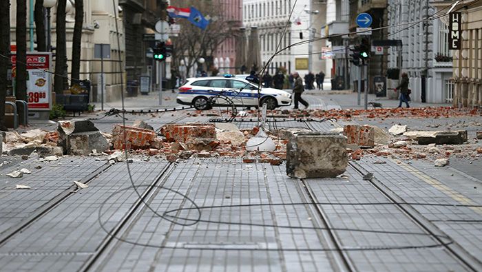 El sismo provoco daños en la zona antigua de la capital croata.