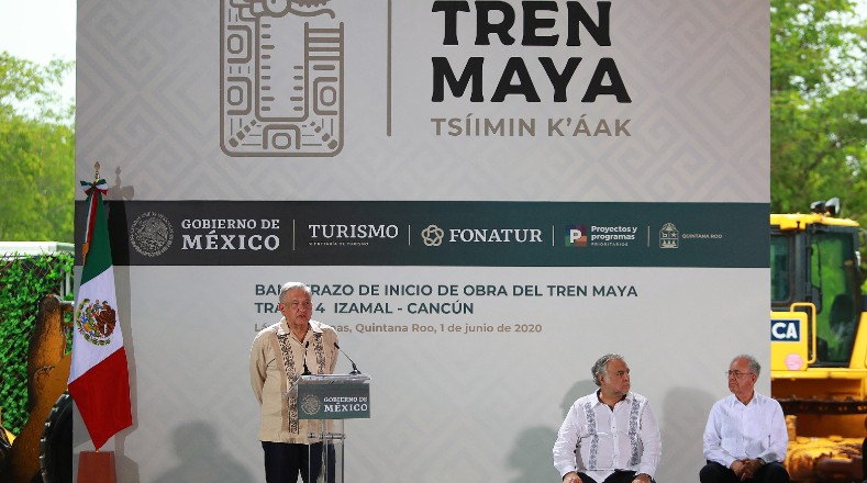 Banderazo de inicio de la Obra del Tren Maya, Tramo 4 Izamal-Cancún. El evento fue presidido por el presidente de la república, Andrés Manuel López Obrador.