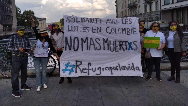En Ginebra, Suiza, también hay expresiones de movilización en solidaridad con los refugiados de Colombia.     