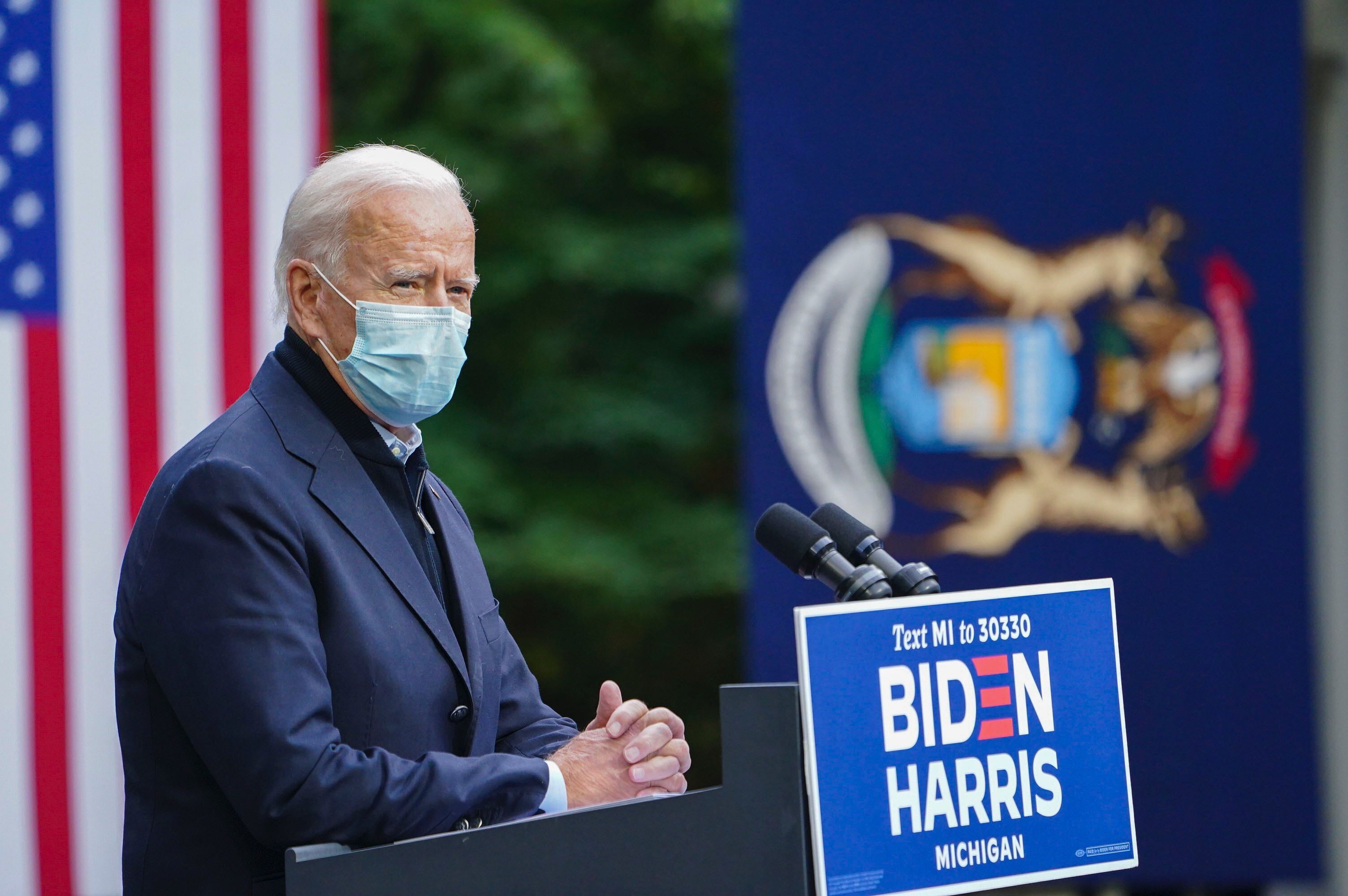 Presidential candidate Joe Biden speaks in Grand Rapids, Michigan. October 2, 2020.