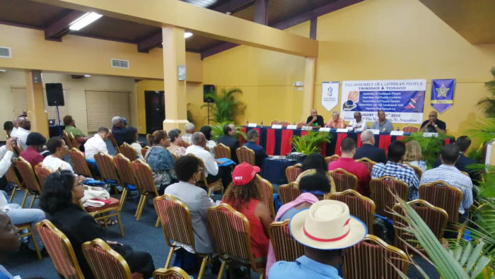 Imagen de la la VIII Asamblea de los Pueblos del  Caribe en Trinidad y Tobago en 2019, que abordó la crisis del sistema capitalista y las luchas prioritarias de los pueblos.