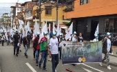 La Peregrinación en Defensa de la Vida y la Paz es organizada por el partido Fuerza Alternativa Revolucionaria del Común (FARC), e involucra a exguerrilleros.