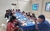 Indigenous leader Evo Morales shares Christmas dinner with the families of the victims of Sacaba massacres on December 24, 2020.