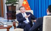 El canciller de China, Wang Yi, recalcó que su país continuará defendiendo un mundo más equitativo, justo, democrático, limpio, inclusivo, con paz duradera y prosperidad común.