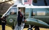 Trump dejó la residencia presidencial acompañado de su esposa Melania, a bordo del Marine One.