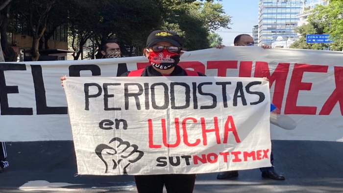 El Sindicato Único de Trabajadores de la agencia de prensa mexicana Notimex recordó que aunque el paro comenzó en febrero de 2020, 