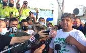 Palbo Moyano, secretario del gremio, exigió en la asamblea de paro el bono de los 500 trabajadores contagiados