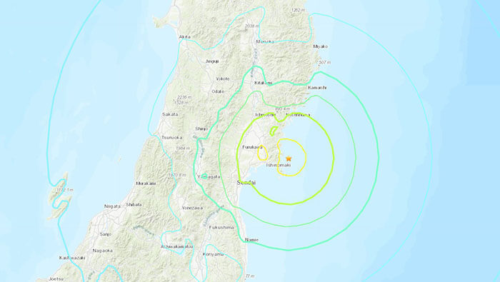 El USGS dijo que el sismo tuvo su epicentro a 34 kilómetros al este de Ishinomaki a una profundidad de 60 kilómetros.