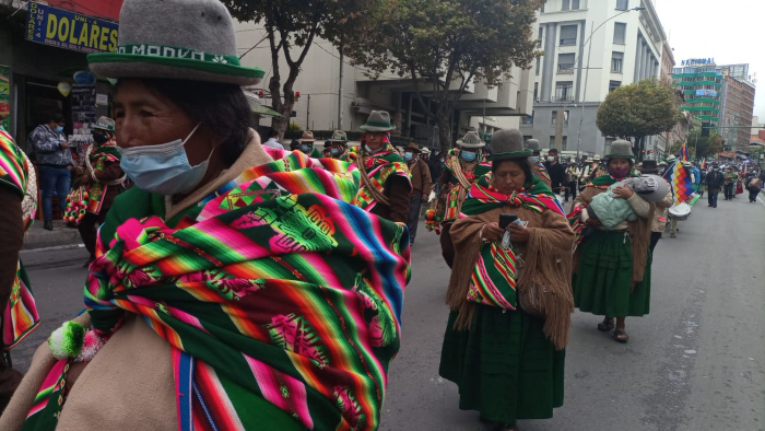 Los participantes en la movilización llegaron a La Paz procedentes de todas las regiones del país.