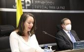 La magistrada Catalina Díaz Gómez, relatora del Caso 03, anunció la imputación de la JEP hacia diez miembros del Ejército y un civil
