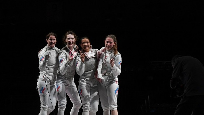 El equipo nacional ruso de florete femenino fue oro en Beijing 2008 y plata en Londres 2012.