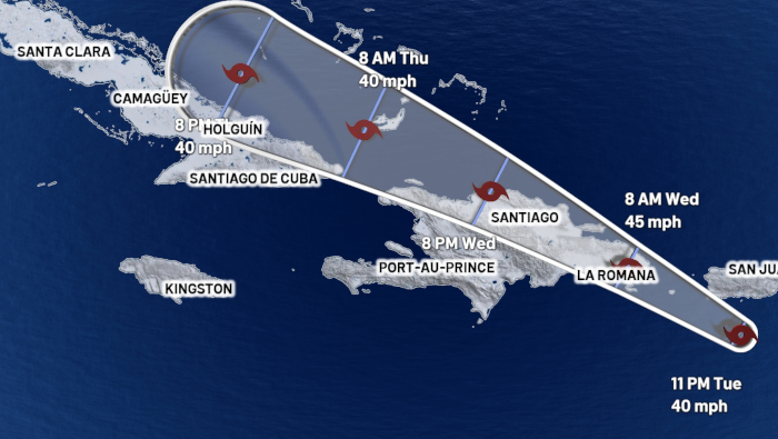 Las autoridades de Haití, Islas Turcas y Caicos, y de Bahamas emitieron una vigilancia de tormenta tropical.