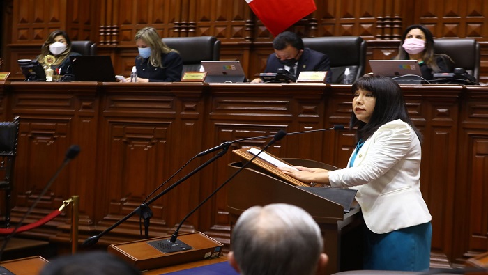 La jefa del Gabinete ministerial, Mirtha Vásquez, explicó ante el Pleno del Legislativo las políticas de gobierno.