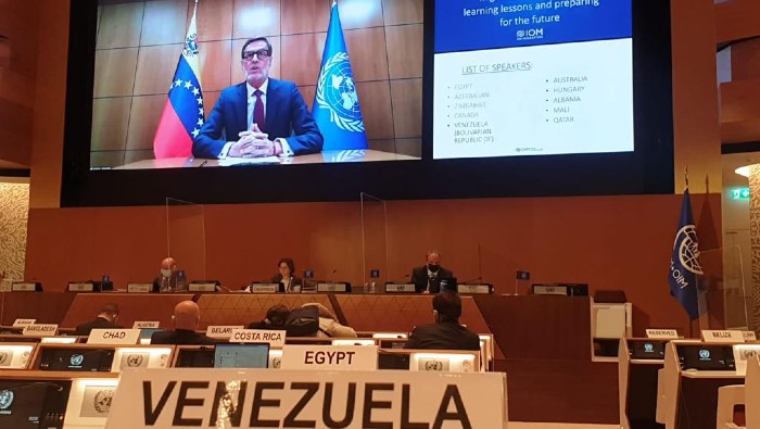 El canciller venezolano Félix Plasencia denunció ante el 112 Consejo de la Organización Internacional para las Migraciones las agresiones que sufren los migrantes de su país.