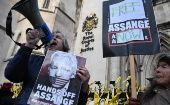 Partidarios de Assange se manifestaron este viernes en Londres para exigir la liberación del fundador de WikiLeaks.