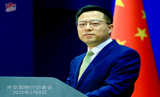 The Chinese FM spokesperson condemned the U.S. plan of selling weapons to Taiwan. Feb. 8, 2022.