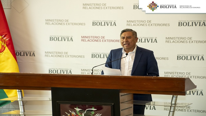 El canciller boliviano recordó que Áñez cometió delitos de lesa humanidad, según el Estatuto de Roma.