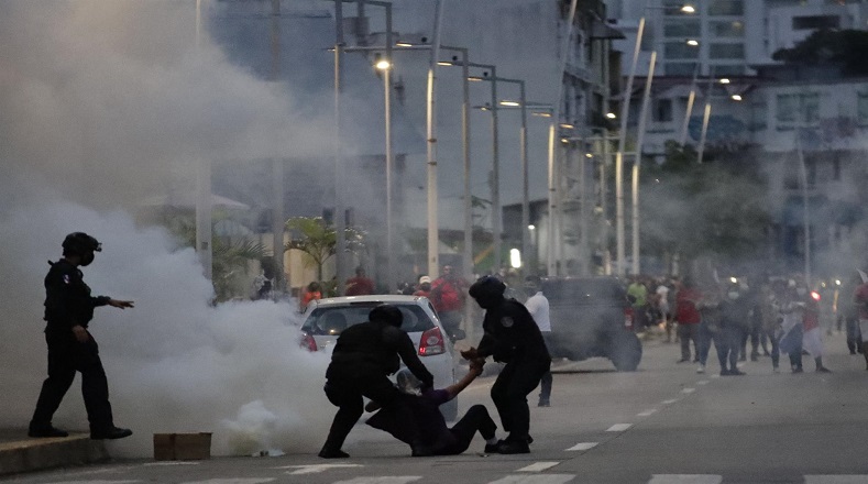 Panameños fueron reprimidos en esta nueva jornada de protestas en la capital del país que comenzó elpasado 28 de junio.