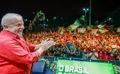 Miles de brasileños apoyaron las palabras de Lula en la Plaza Rui Barbosa del barrio Nuevo Iguazú. 