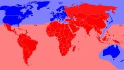 The majority world (in red)