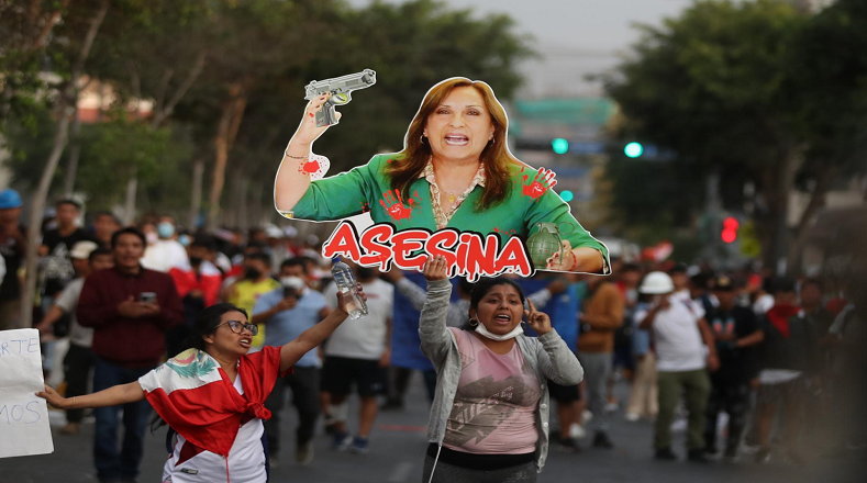 “El pueblo te repudia por traidora y asesina”, “El Perú está de luto, asesinos de pueblo”, gritan los manifestantes exigiendo la expulsión de la presidenta designada Dina Boluarte desde las protestas en Lima.