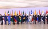 Mandatarios de América del Sur posan para la foto oficial de la Cumbre Suraméricana en el Palácio del Itamaraty, hoy en Brasilia