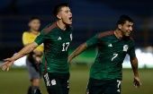México celebra un gol contra Costa Rica en la final de fútbol masculino. El resultado fue de 2-1.