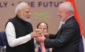Modi hizo entrega de la presidencia a Lula, que inició su discurso agradeciendo los esfuerzos de la India por su papel como líder del club,