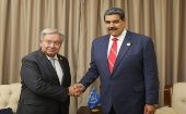 El mandatario intercambió con el Secretario General de las Naciones Unidas, António Guterres a quien le agradeció por la participación en el evento.