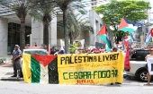 La sexta manifestación de organizaciones sociales concentró su protesta por primera vez frente al Consulado de Israel en Sao Paulo.