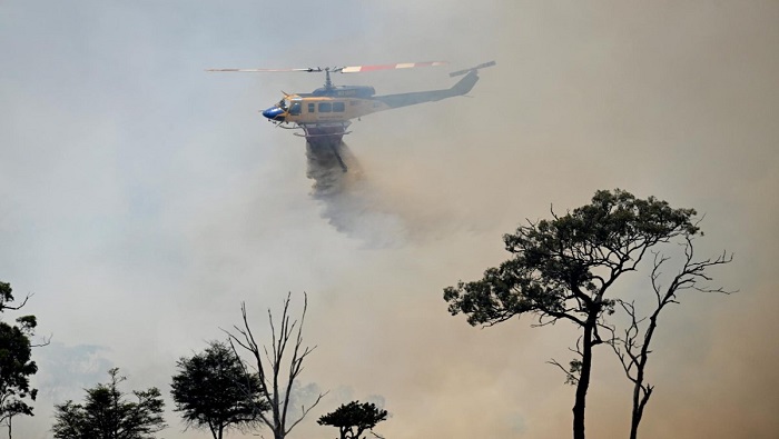 Con ayuda de medios aéreos y terrestres, cerca de 200 bomberos y unos mil voluntarios ayudan a sofocar las llamas.