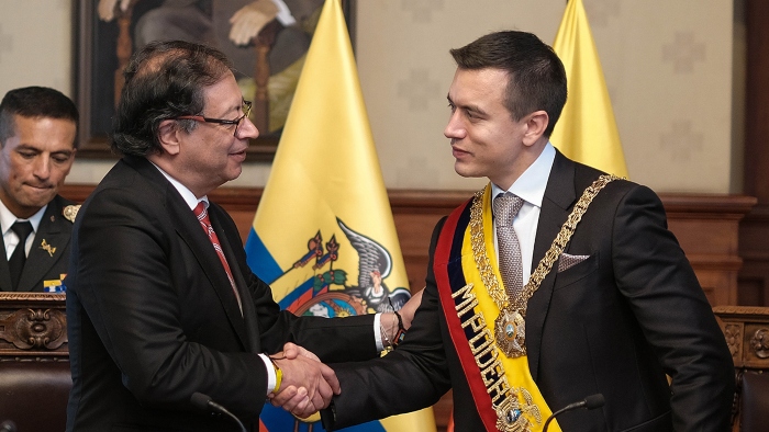 Como parte de la primera reunión bilateral de Noboa, se trató la ampliación de la frontera comercial con Colombia.