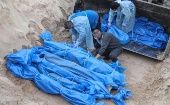 Los cadáveres entregados por el ejército israelí a través del paso de Kerem Shalom se presume que sean de civiles exhumados no identificados.