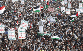 Miles de personas se movilizaron en Saná, capital de Yemen, en apoyo al pueblo palestino en Gaza.