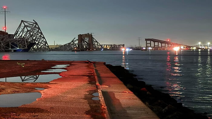 El puente Francis Scott Key se extendía por 2,6 kilómetros sobre el río Patapsco, servía como el cruce del puerto de Baltimore y la Interestatal-695.