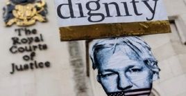 A poster of Julian Assange.
