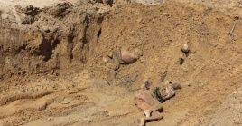 A mass grave dug by the Israeli occupation forces in Gaza, 2024.